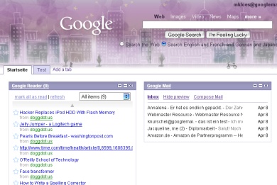 Screenshot Google Startseite